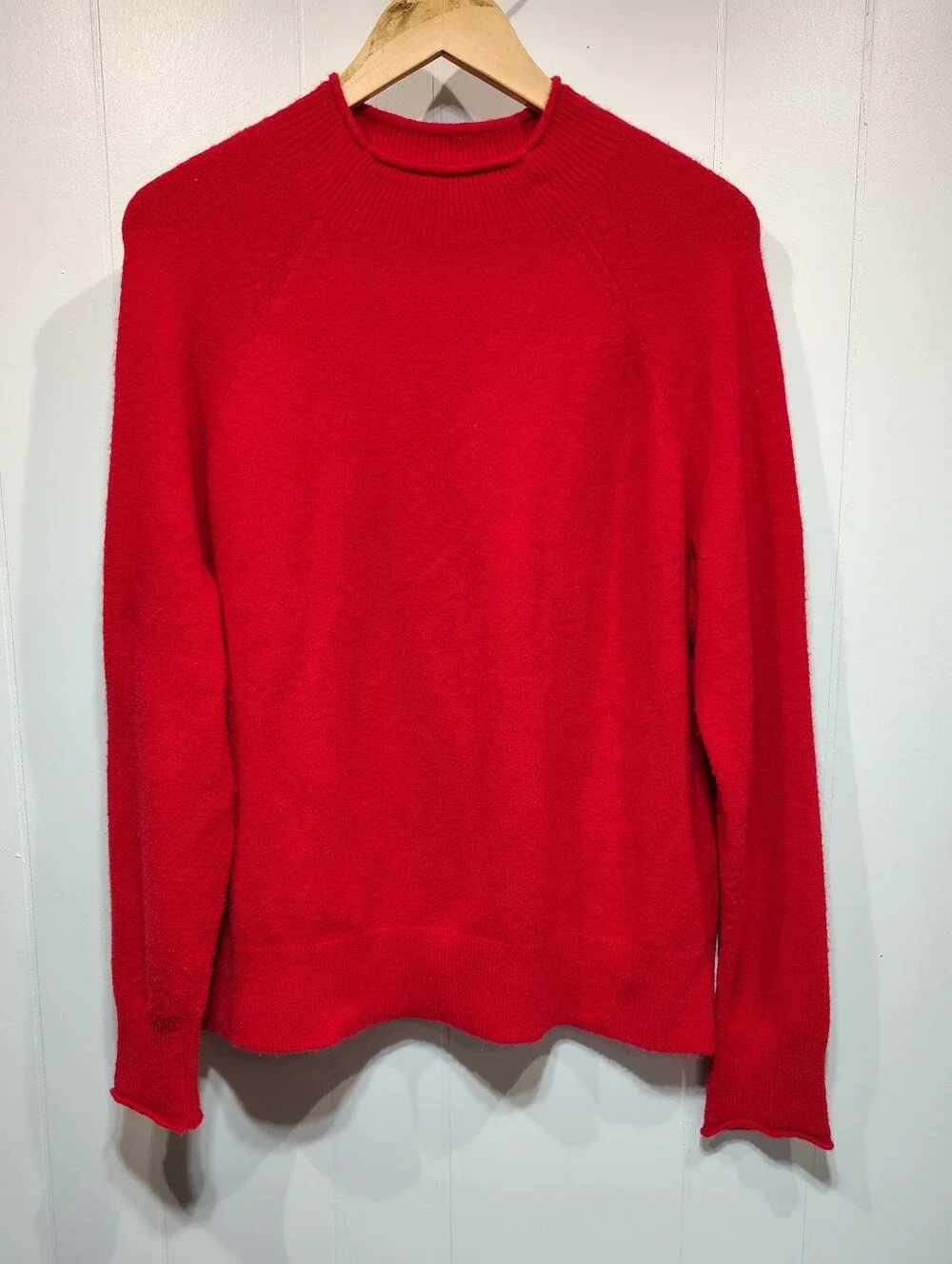 J Crew Rollneck Sweater Red Size Medium Merino Wool Alpaca Blend